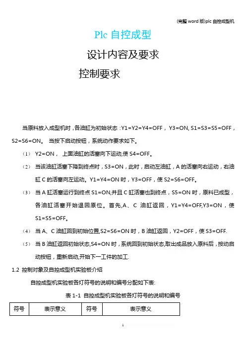 (完整word版)plc自控成型机
