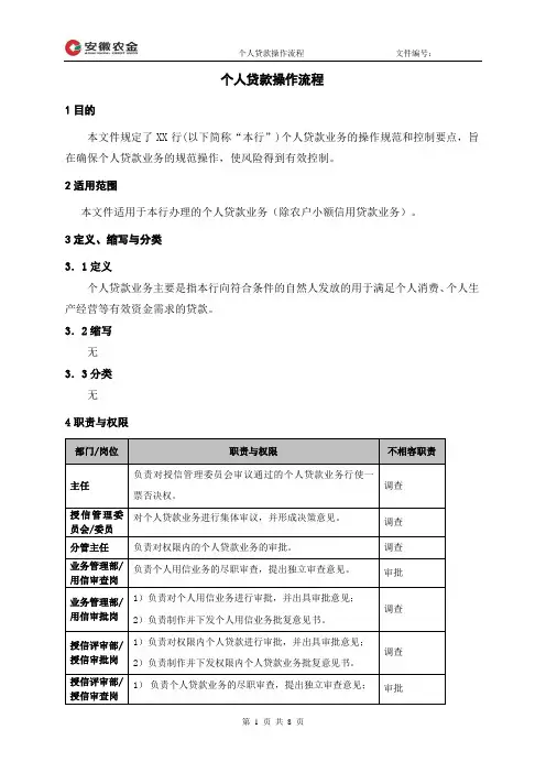 个人贷款操作流程.