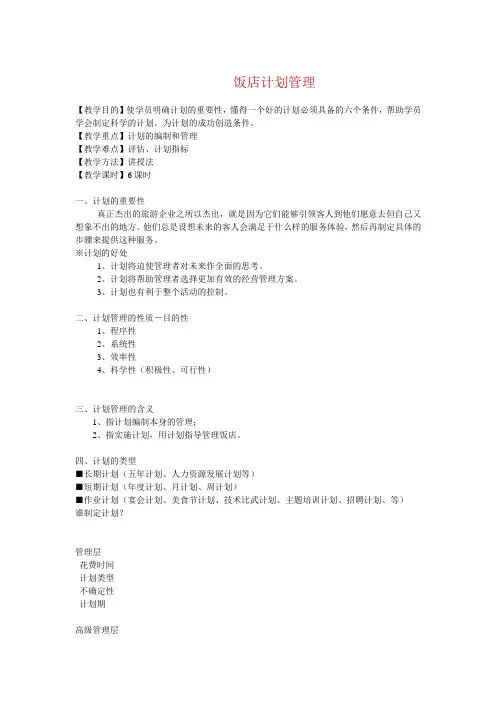 饭店计划管理