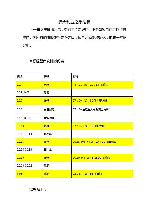 澳大利亚之悉尼篇