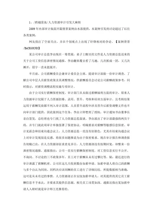 2009内部审计情景案例精选集