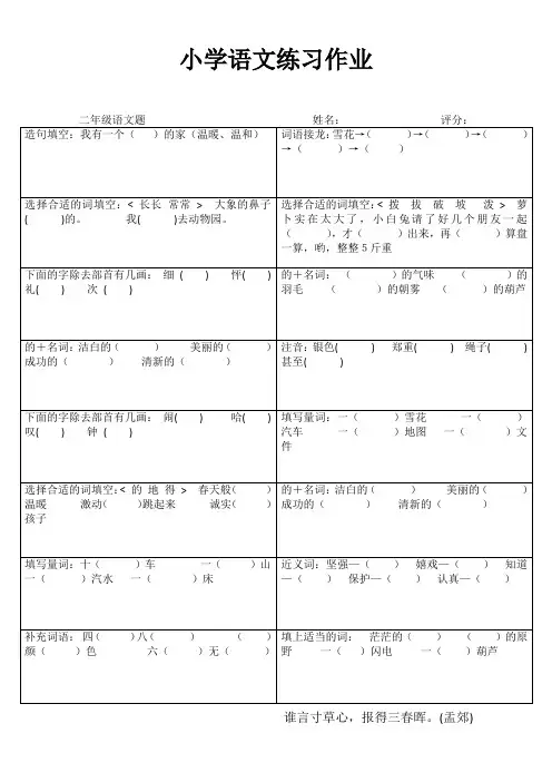 小学二年级语文阶段复习冲刺II (41)