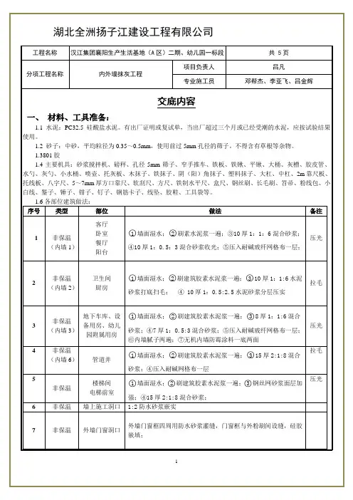 内墙挂网抹灰技术交底