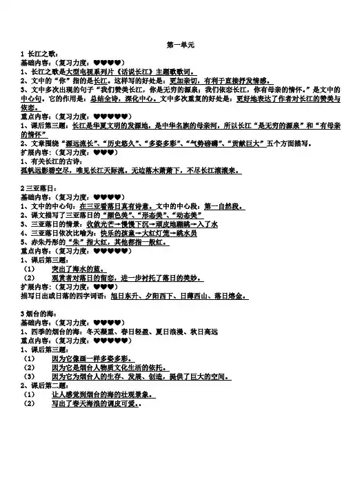 小学语文苏教版六年级下册第二单元复习资料