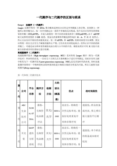一代测序与二代测序的区别与联系
