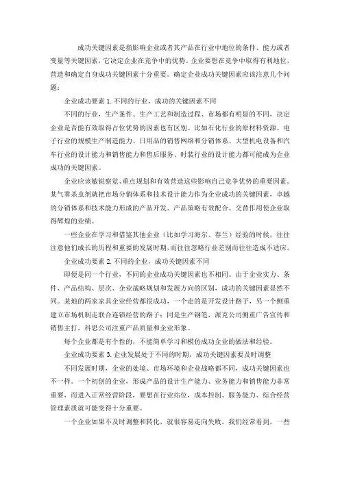 企业成功要素总结