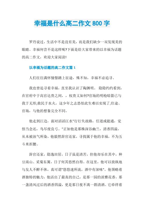 幸福是什么高二作文800字