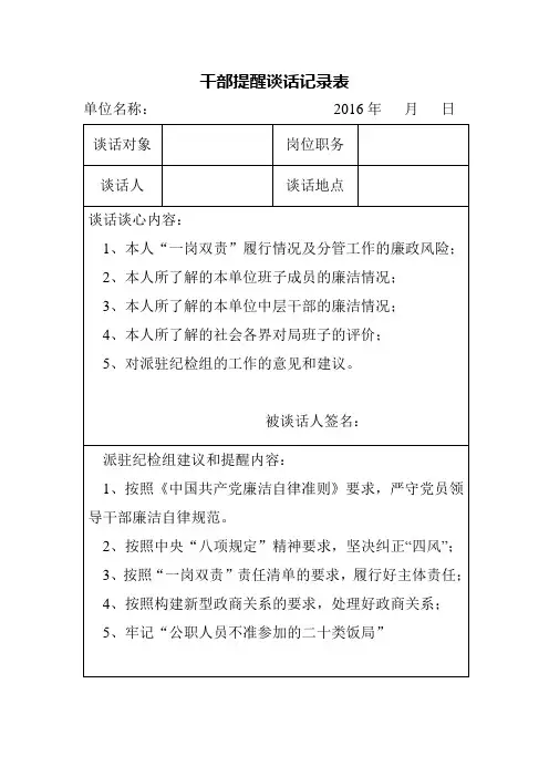 提醒谈话记录表