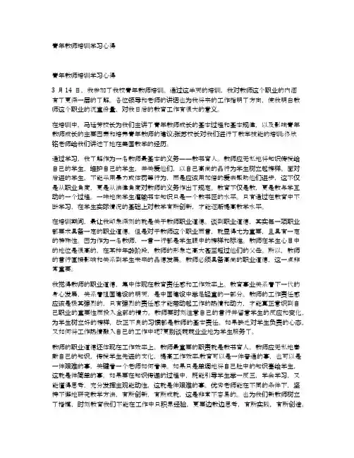 青年教师培训学习心得