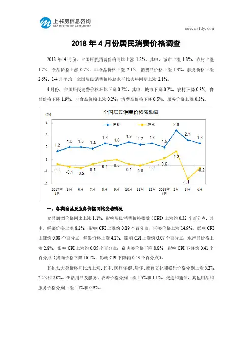 2018年4月份居民消费价格调查-上书房信息咨询