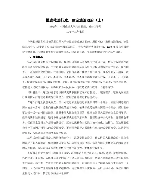 推进依法行政,建设法治政府(上)