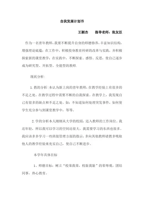 青年教师个人专业发展计划书