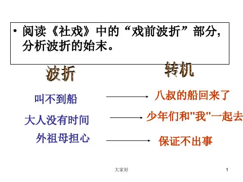 社戏主题拓展——如何让文章一波三折《文似看山不喜平》 PPT