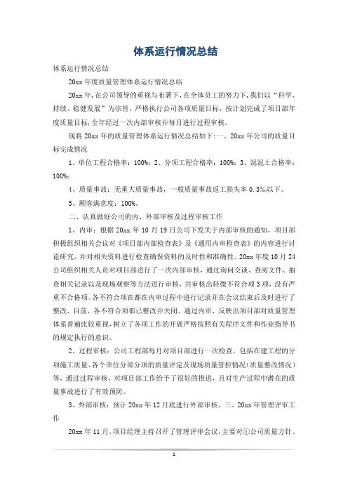 体系运行情况总结