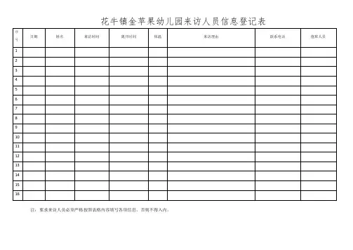 金苹果幼儿园来访人员信息登记表