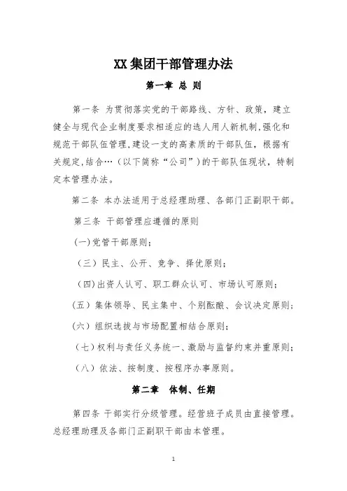 XX集团公司干部管理办法