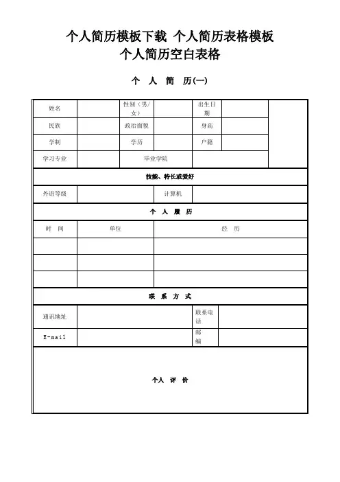 个人求职简历模板