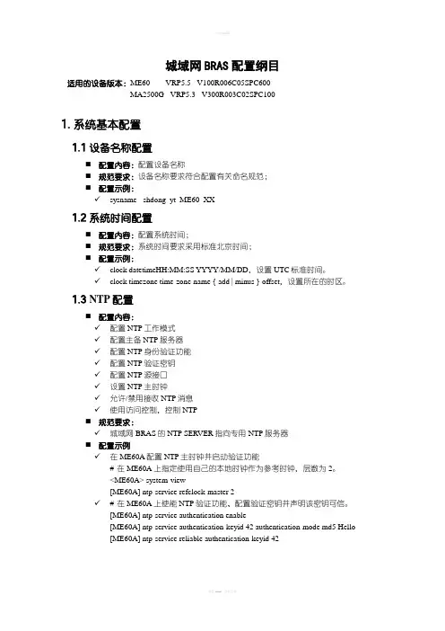 华为BAS配置规范