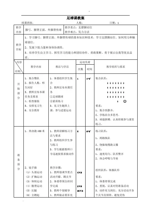 初中足球课优秀教案全集