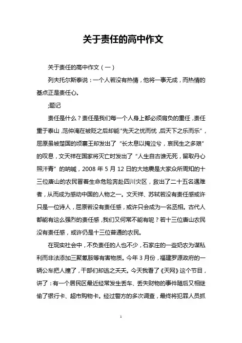 关于责任的高中作文