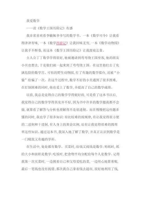 读《数学王国历险记》有感800字