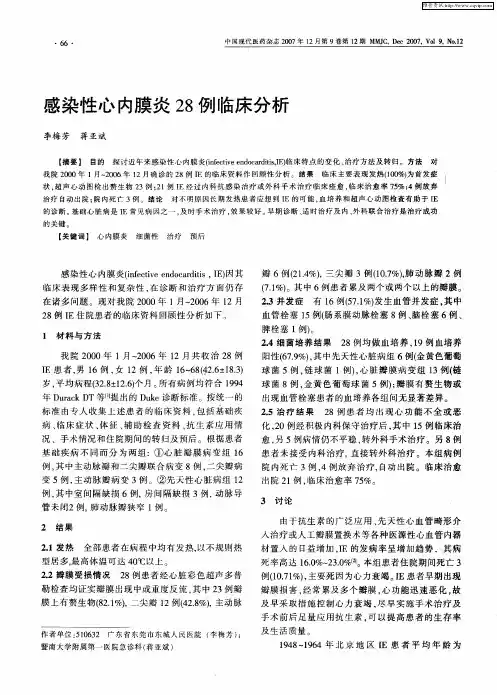 感染性心内膜炎28例临床分析