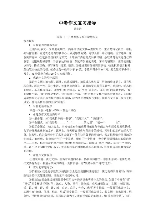 中考作文复习指导