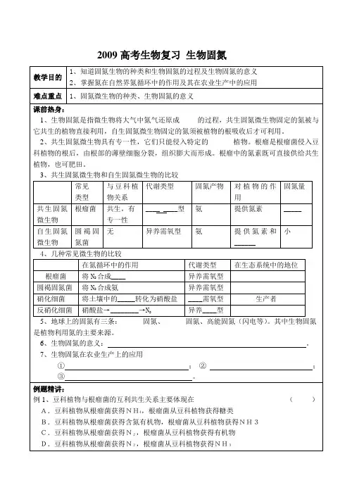 高考生物复习 生物固氮