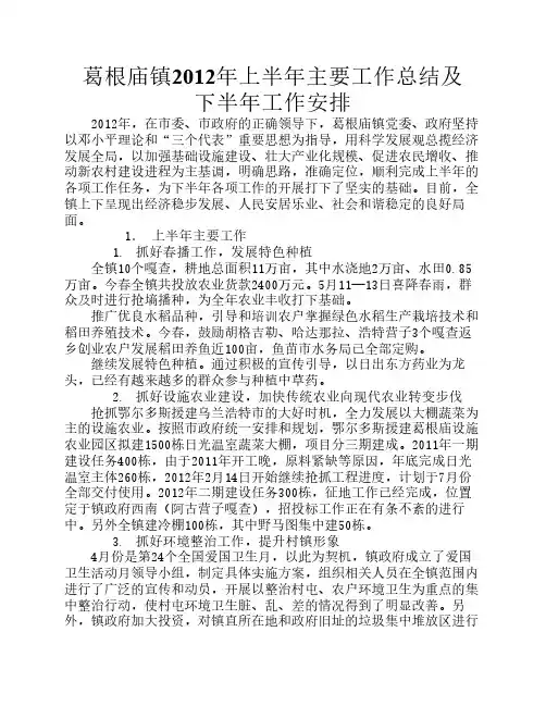 2012年上半年工作总结及下半年工作计划