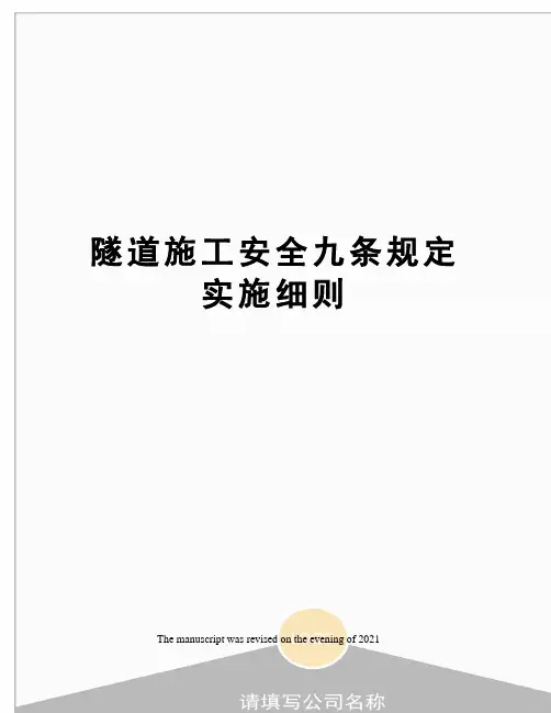 隧道施工安全九条规定实施细则