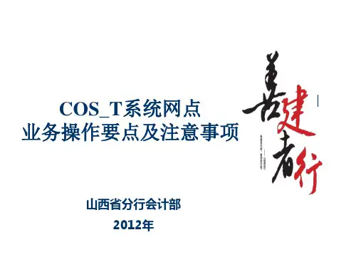 COST上线网点业务操作要点及注意事项详解