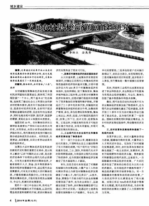 发展农村集体经济的可能性研究