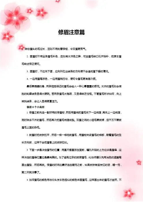 修眉注意篇