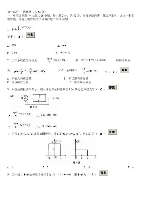 信号与线性系统分析试卷