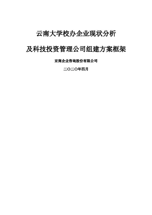 科技投资管理公司组建方案框架