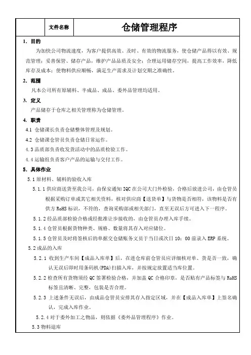 仓库管理程序