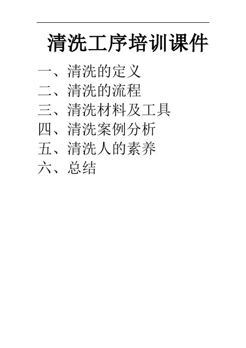 清洗工序培训课件教材