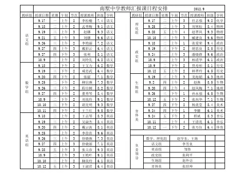 汇报课安排表