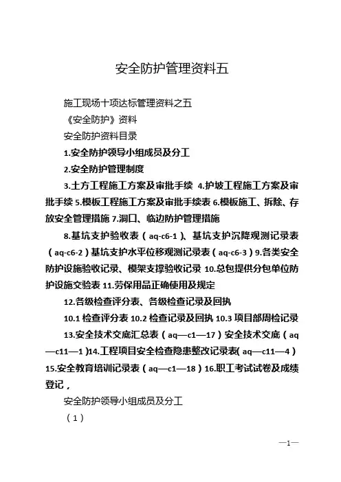 安全防护管理资料五