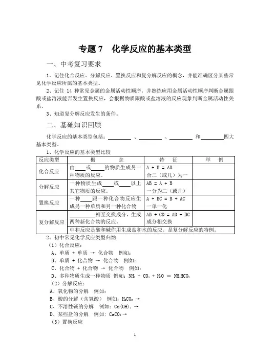 化学反应的基本类型