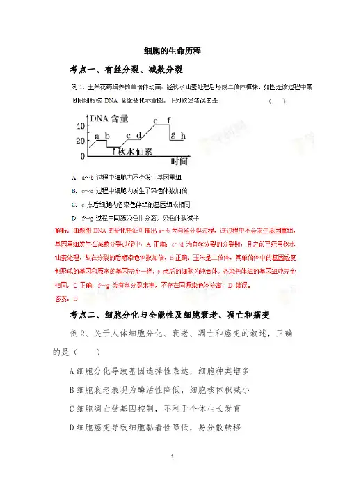 2022届高考生物二轮专题《细胞的生命历程》考点集训
