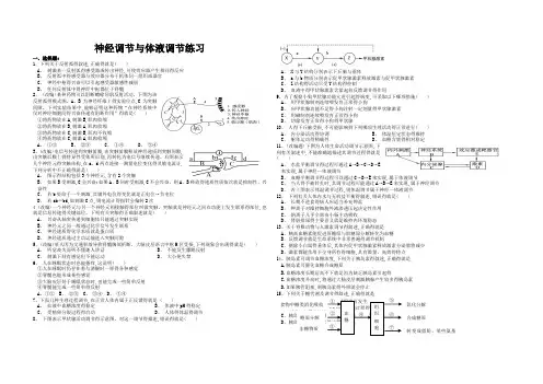 人教版高中生物神经调节和体液调节练习(含答案)