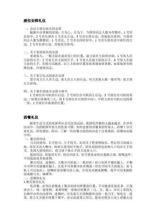 座次 西餐礼仪