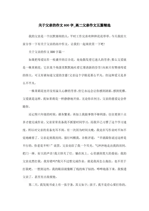 关于父亲的作文800字_高二父亲作文五篇精选