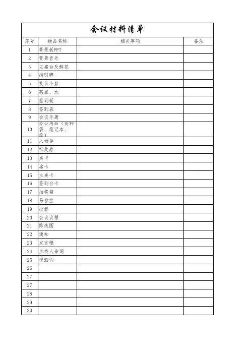 会议材料清单