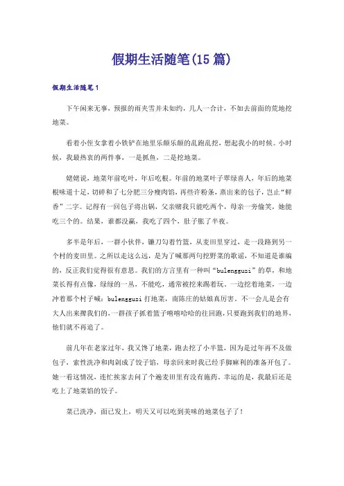假期生活随笔(15篇)