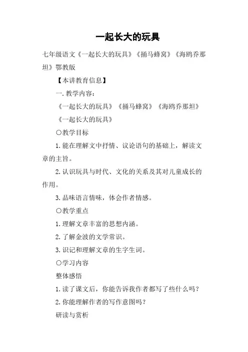 一起长大的玩具