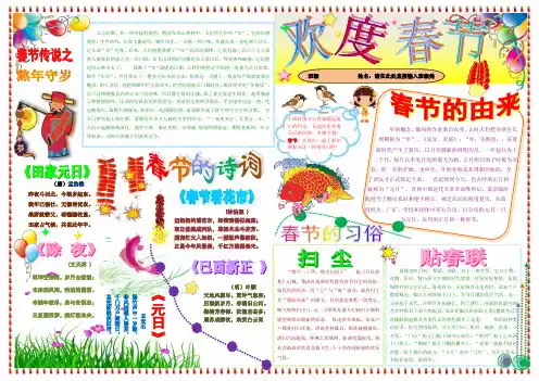 欢度春节新年春节电子小报成品欢度春节手抄报模板新年快乐电子简报传统节日板报中国传统节日画报A3