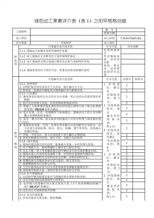绿色施工要素评价表