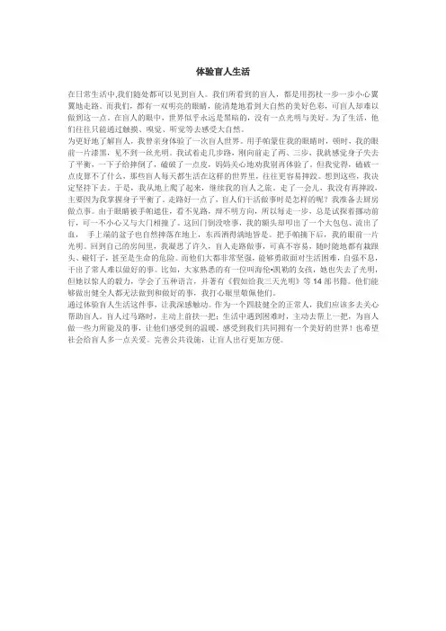 体验盲人生活